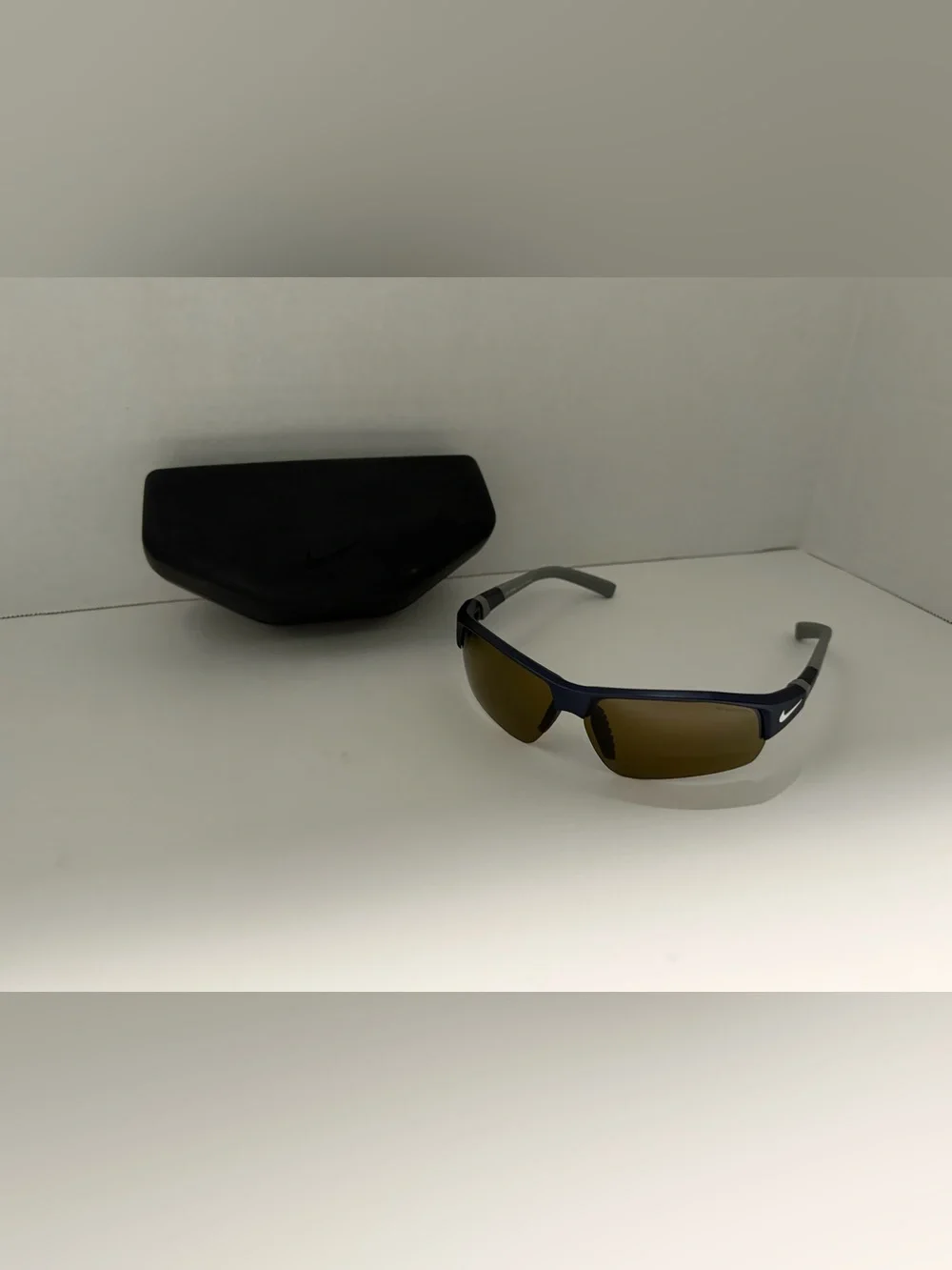 Nike Men's Sport Sunglasses in Dark Blue Frame with Brown Lenses
